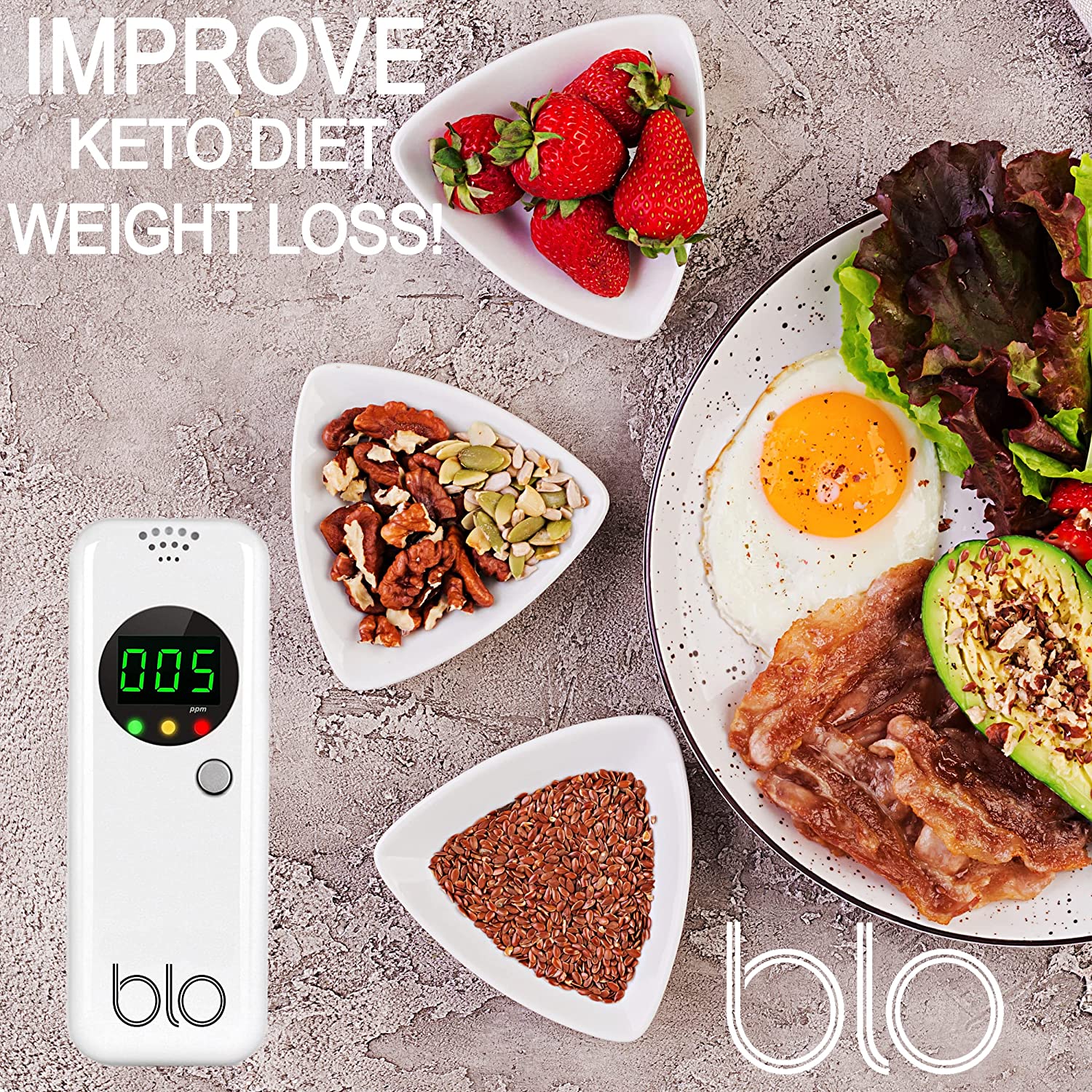 BLO Digital Ketone Breath Meter Analyzer with 10 Mouthpieces
