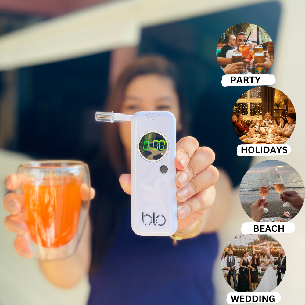 BLO Alcohol Breathalyzer Portable Breath Tester with 10 Mouthpiece